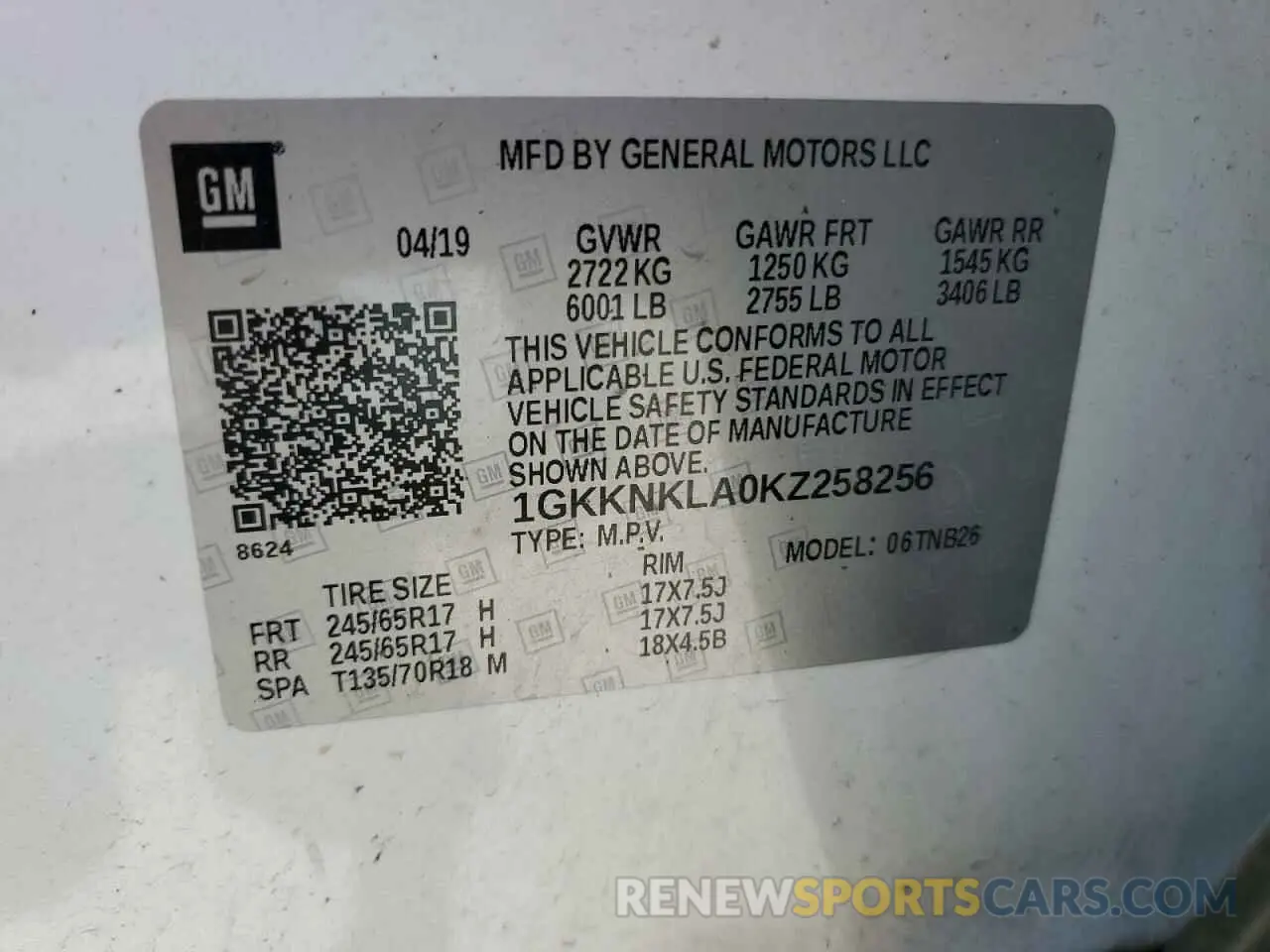 14 Photograph of a damaged car 1GKKNKLA0KZ258256 GMC ACADIA 2019