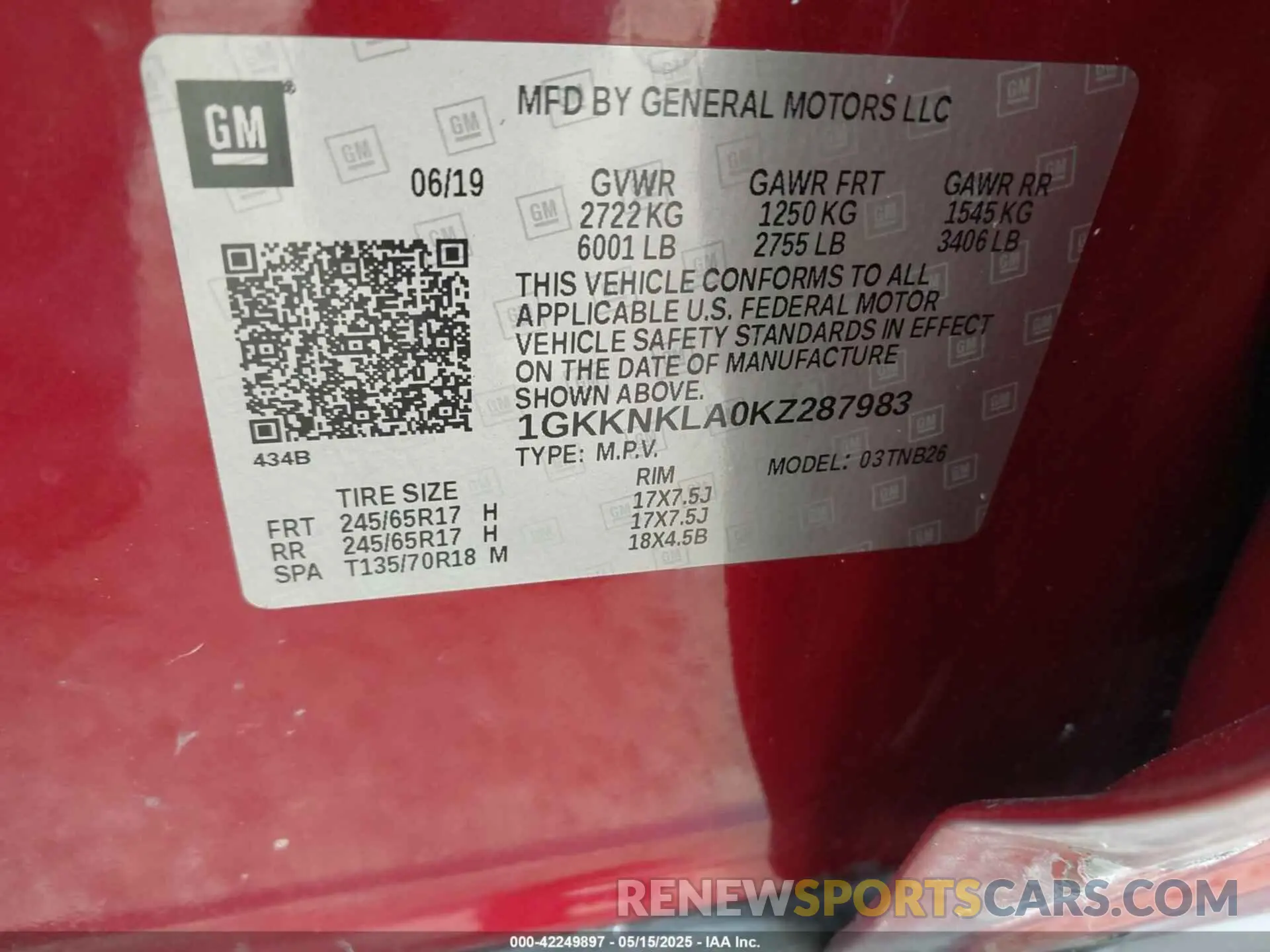 9 Photograph of a damaged car 1GKKNKLA0KZ287983 GMC ACADIA 2019