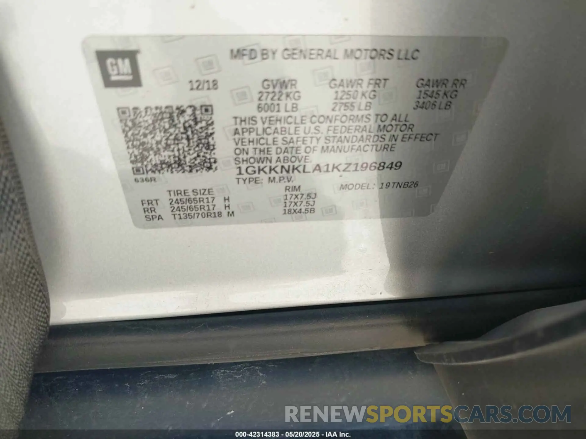 9 Photograph of a damaged car 1GKKNKLA1KZ196849 GMC ACADIA 2019