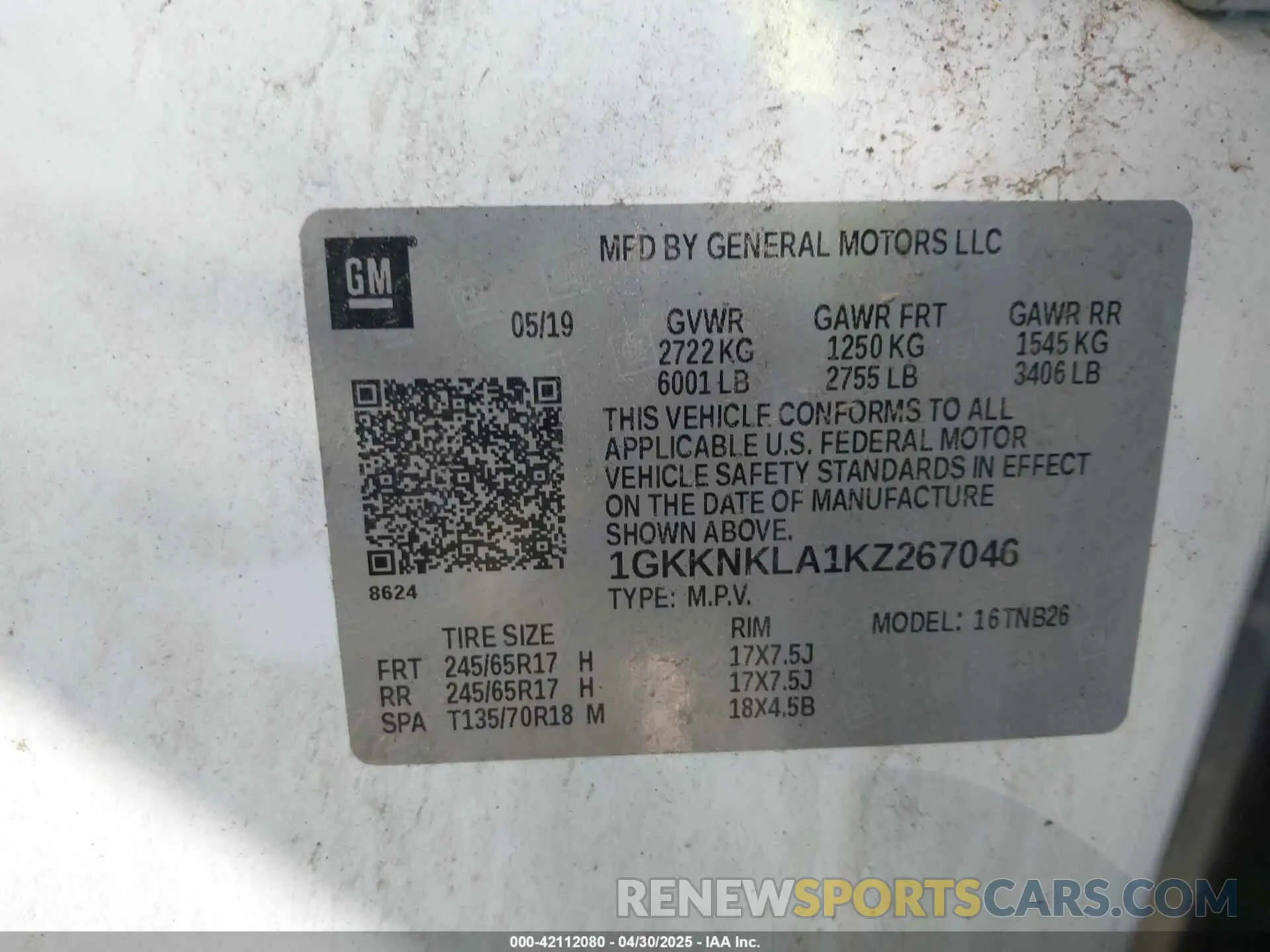 9 Photograph of a damaged car 1GKKNKLA1KZ267046 GMC ACADIA 2019