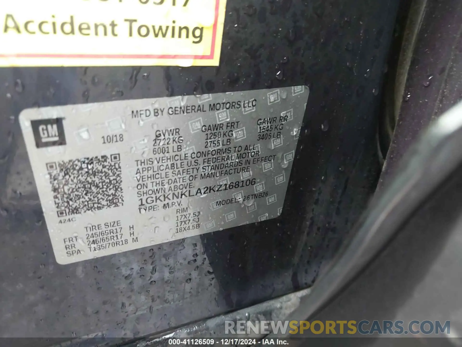 9 Photograph of a damaged car 1GKKNKLA2KZ168106 GMC ACADIA 2019