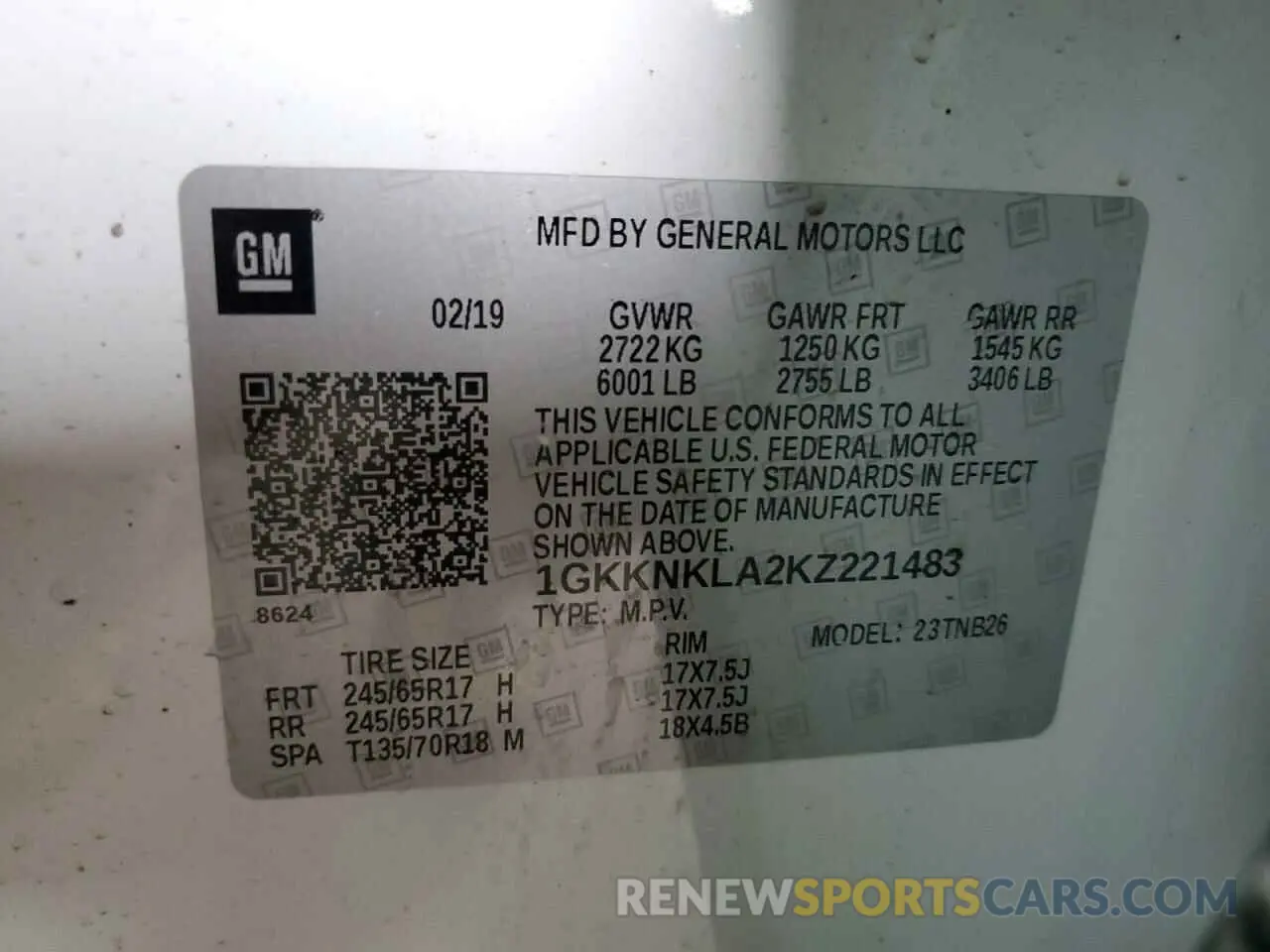 13 Photograph of a damaged car 1GKKNKLA2KZ221483 GMC ACADIA 2019