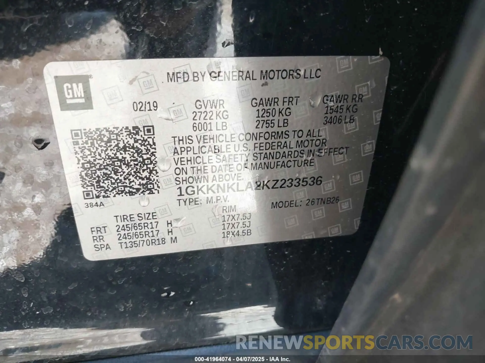9 Photograph of a damaged car 1GKKNKLA2KZ233536 GMC ACADIA 2019