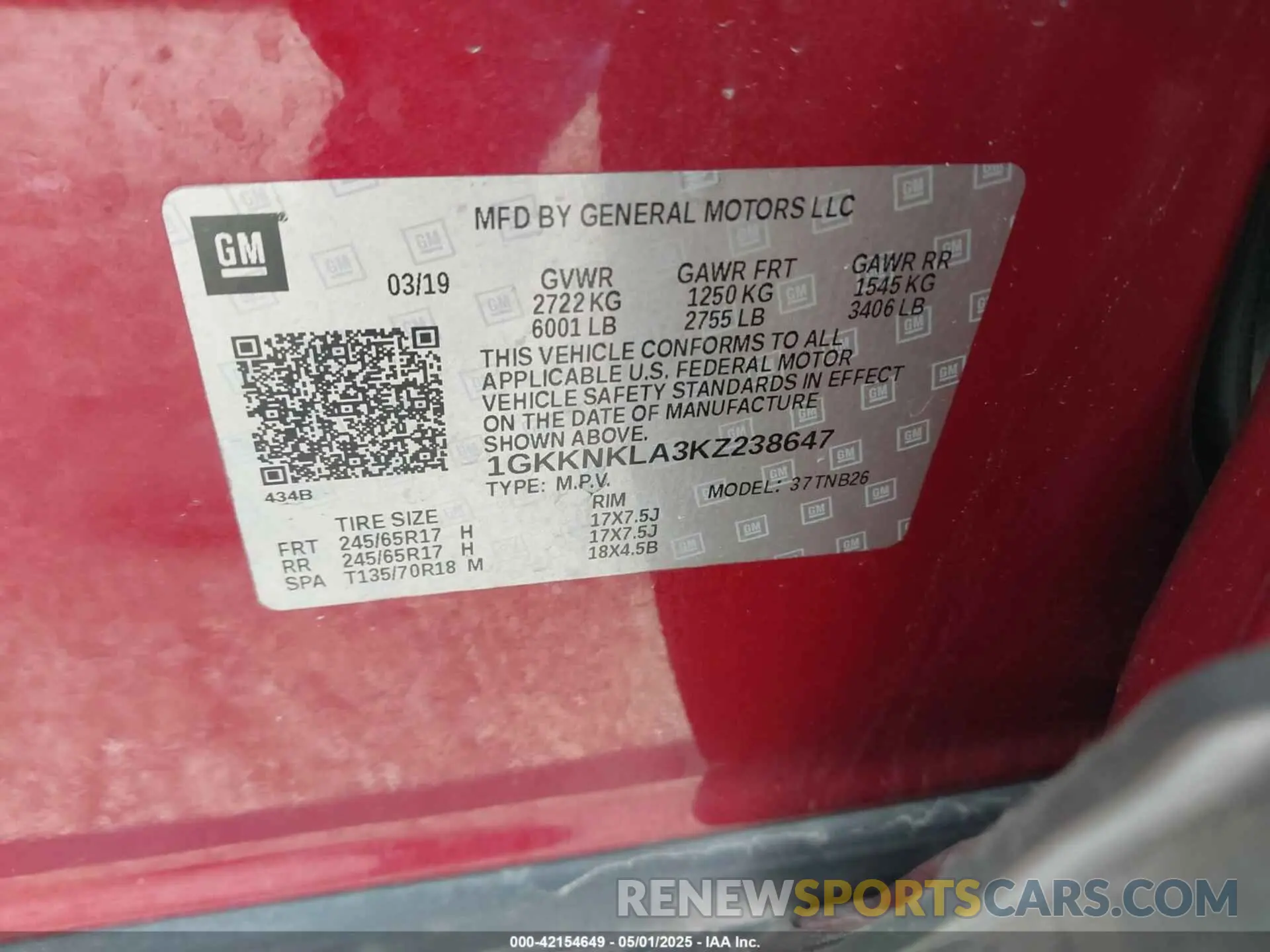 9 Photograph of a damaged car 1GKKNKLA3KZ238647 GMC ACADIA 2019