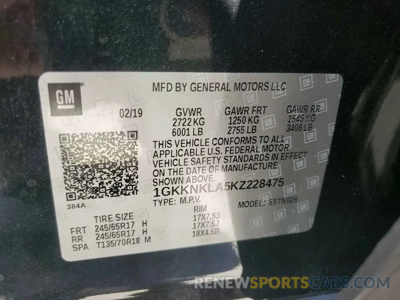 13 Photograph of a damaged car 1GKKNKLA5KZ228475 GMC ACADIA 2019