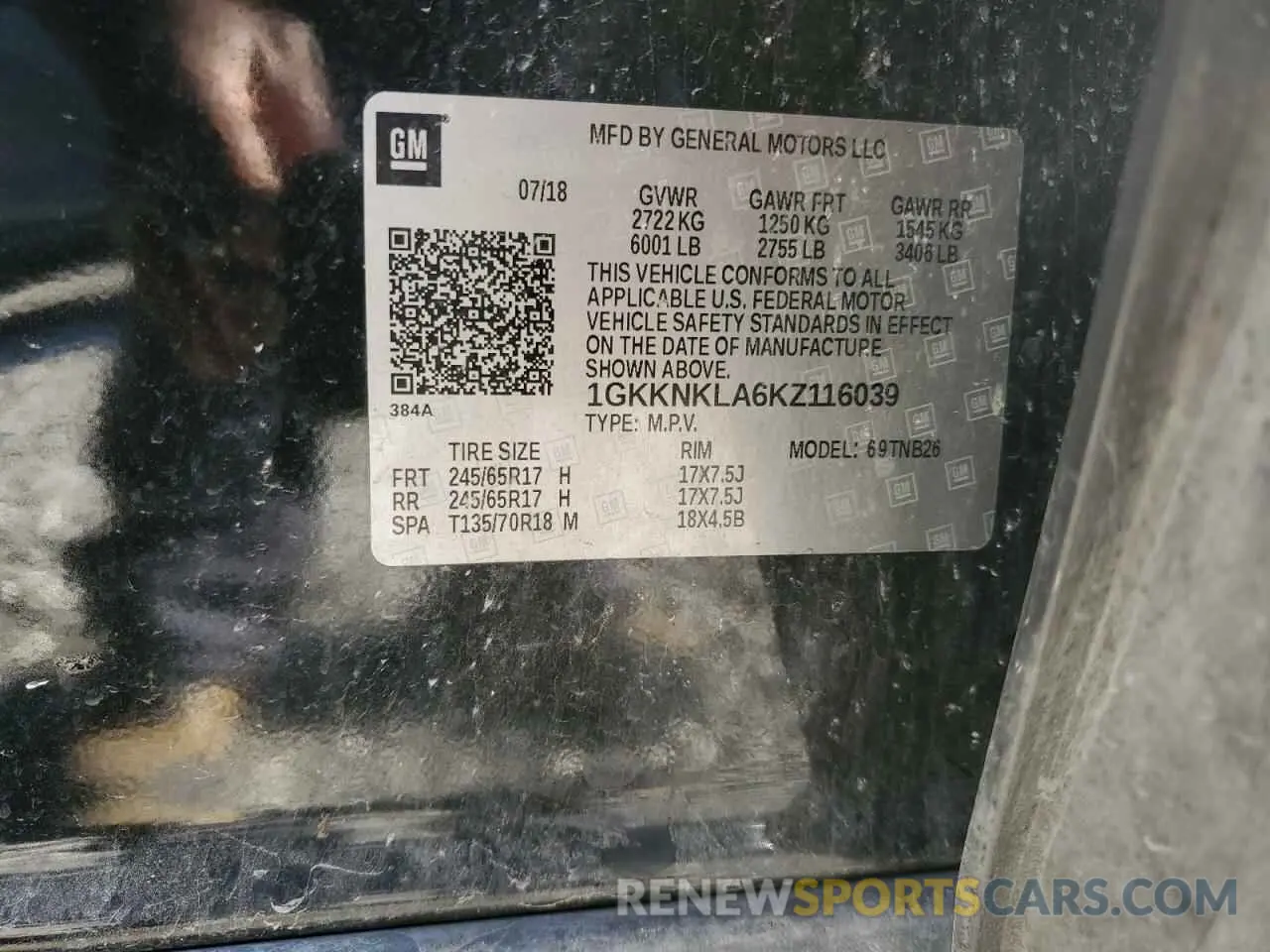16 Photograph of a damaged car 1GKKNKLA6KZ116039 GMC ACADIA 2019