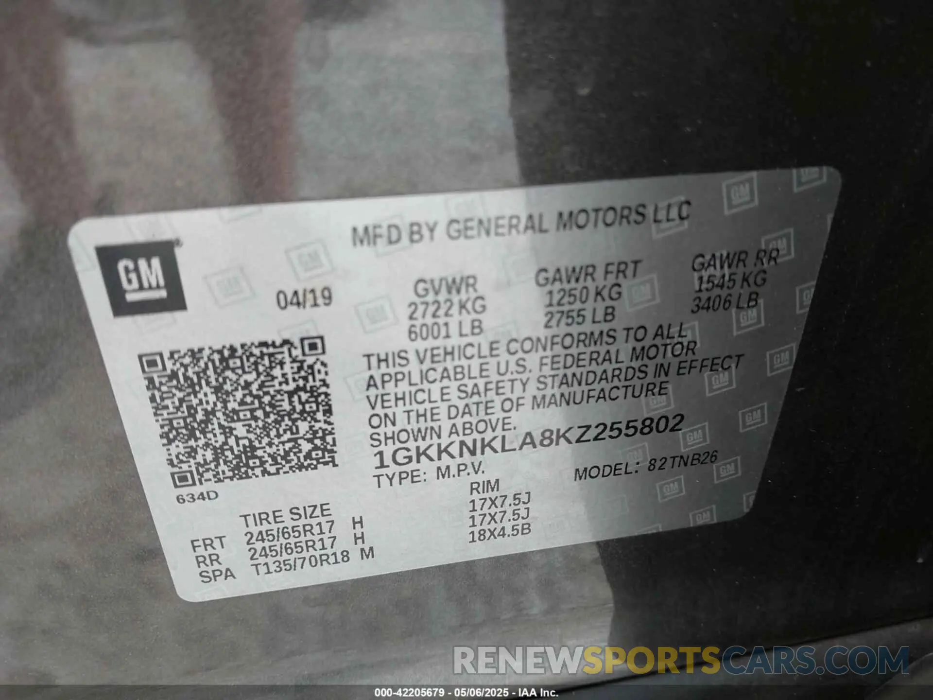9 Photograph of a damaged car 1GKKNKLA8KZ255802 GMC ACADIA 2019