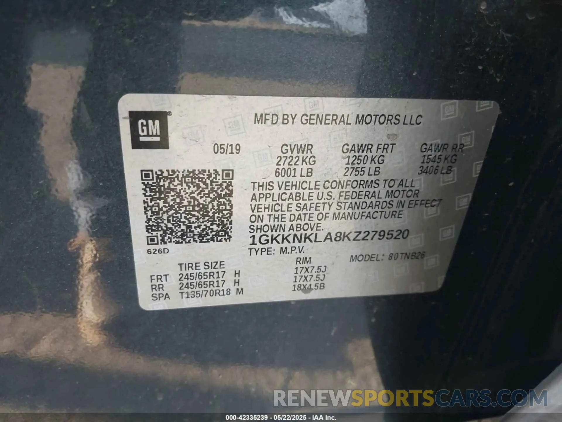 9 Photograph of a damaged car 1GKKNKLA8KZ279520 GMC ACADIA 2019
