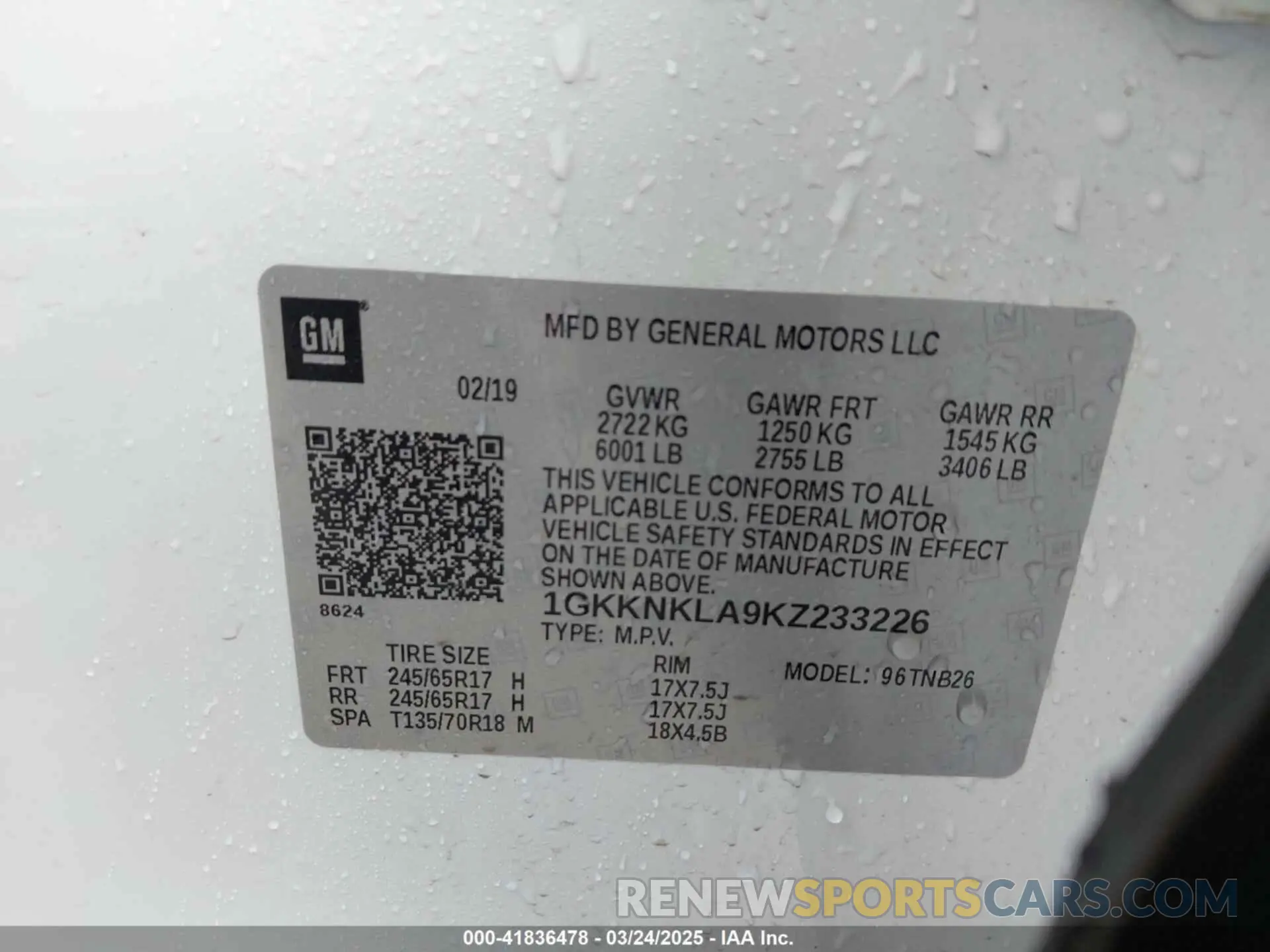 9 Photograph of a damaged car 1GKKNKLA9KZ233226 GMC ACADIA 2019