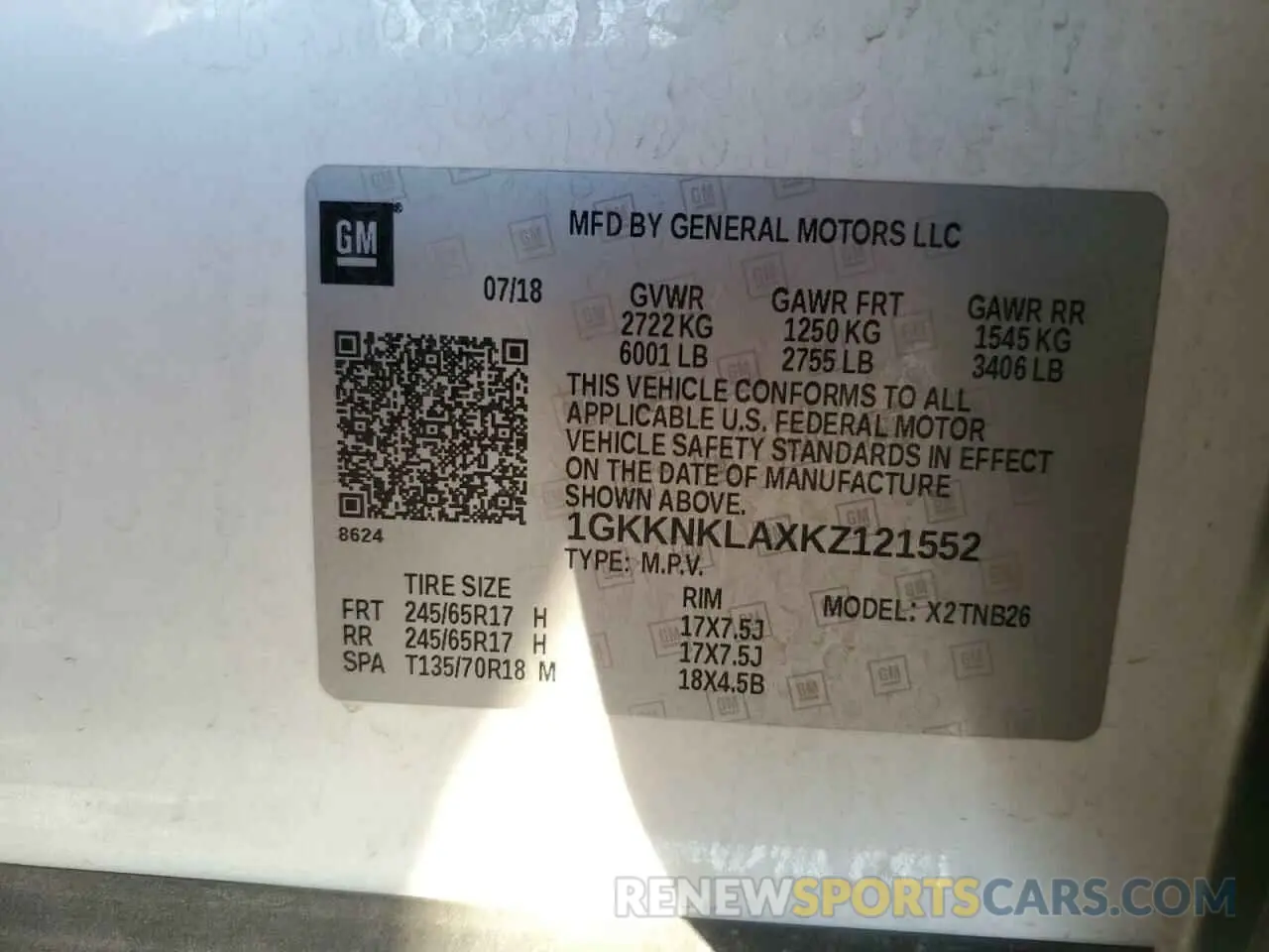 14 Photograph of a damaged car 1GKKNKLAXKZ121552 GMC ACADIA 2019