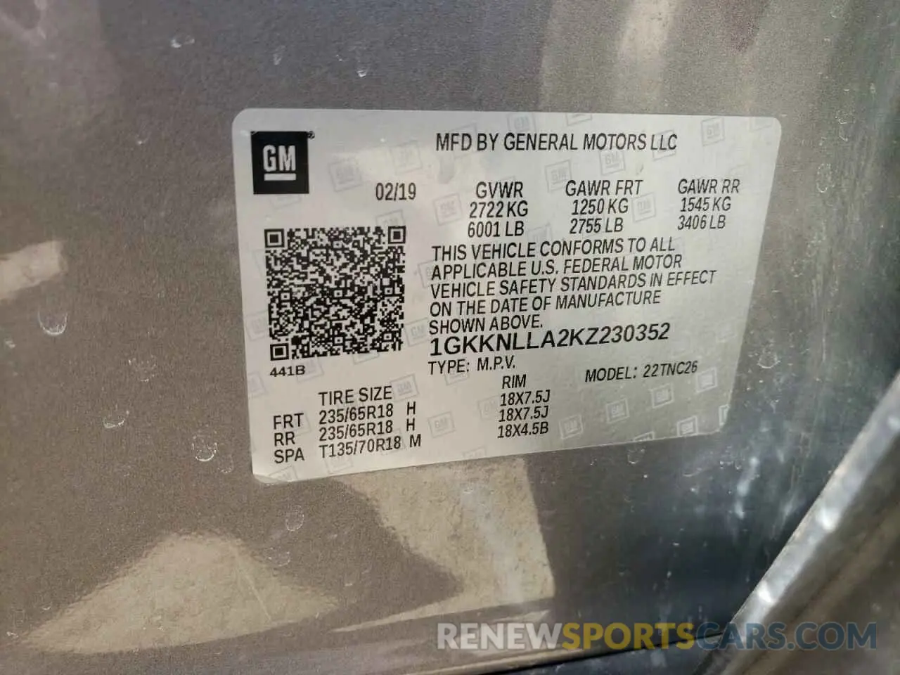 15 Photograph of a damaged car 1GKKNLLA2KZ230352 GMC ACADIA 2019