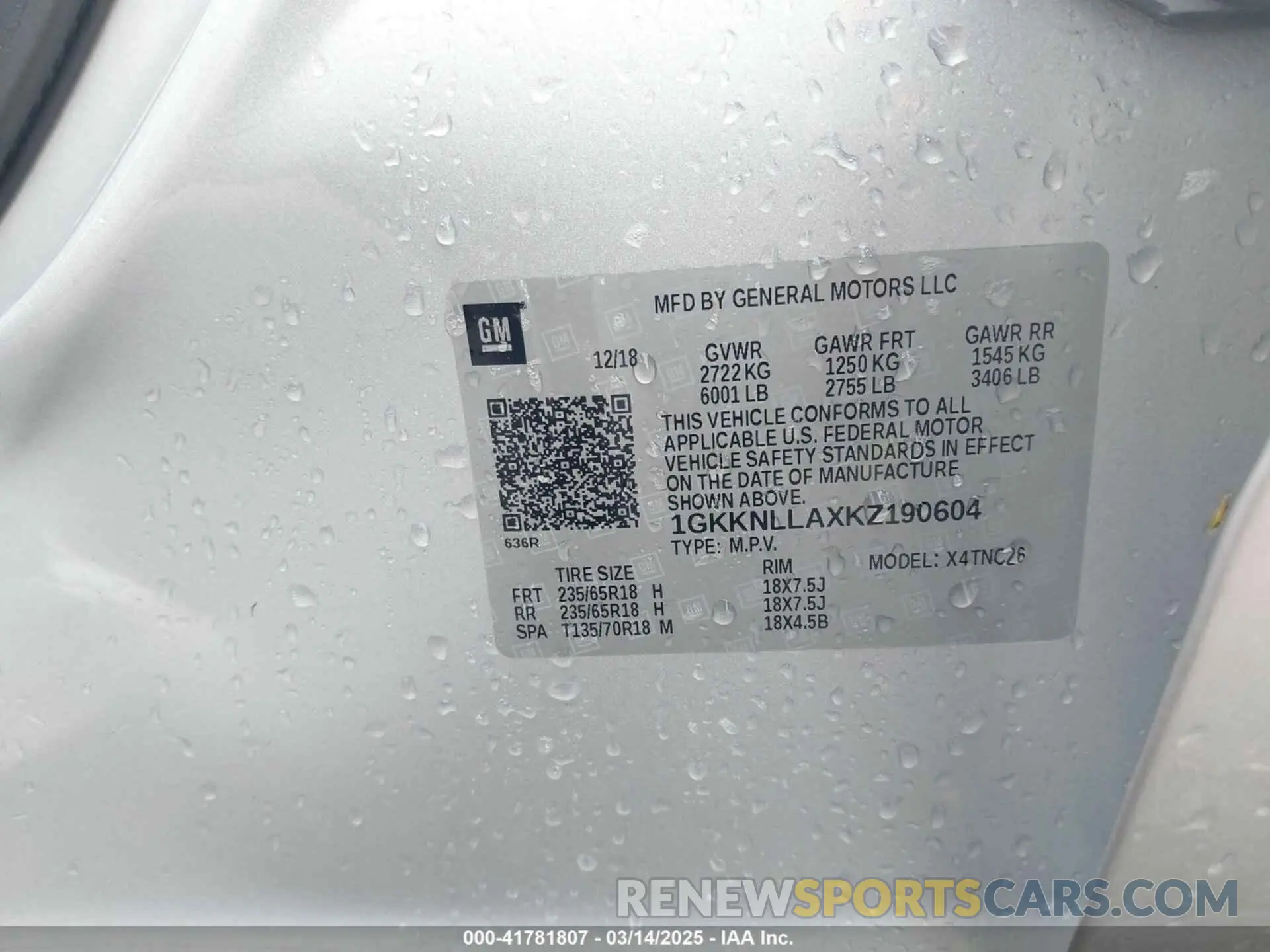 9 Photograph of a damaged car 1GKKNLLAXKZ190604 GMC ACADIA 2019