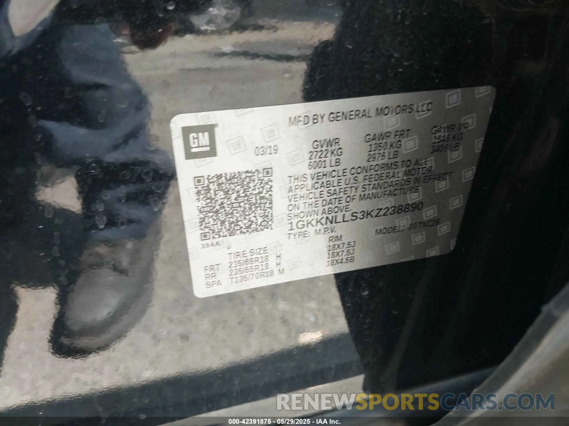 9 Photograph of a damaged car 1GKKNLLS3KZ238890 GMC ACADIA 2019