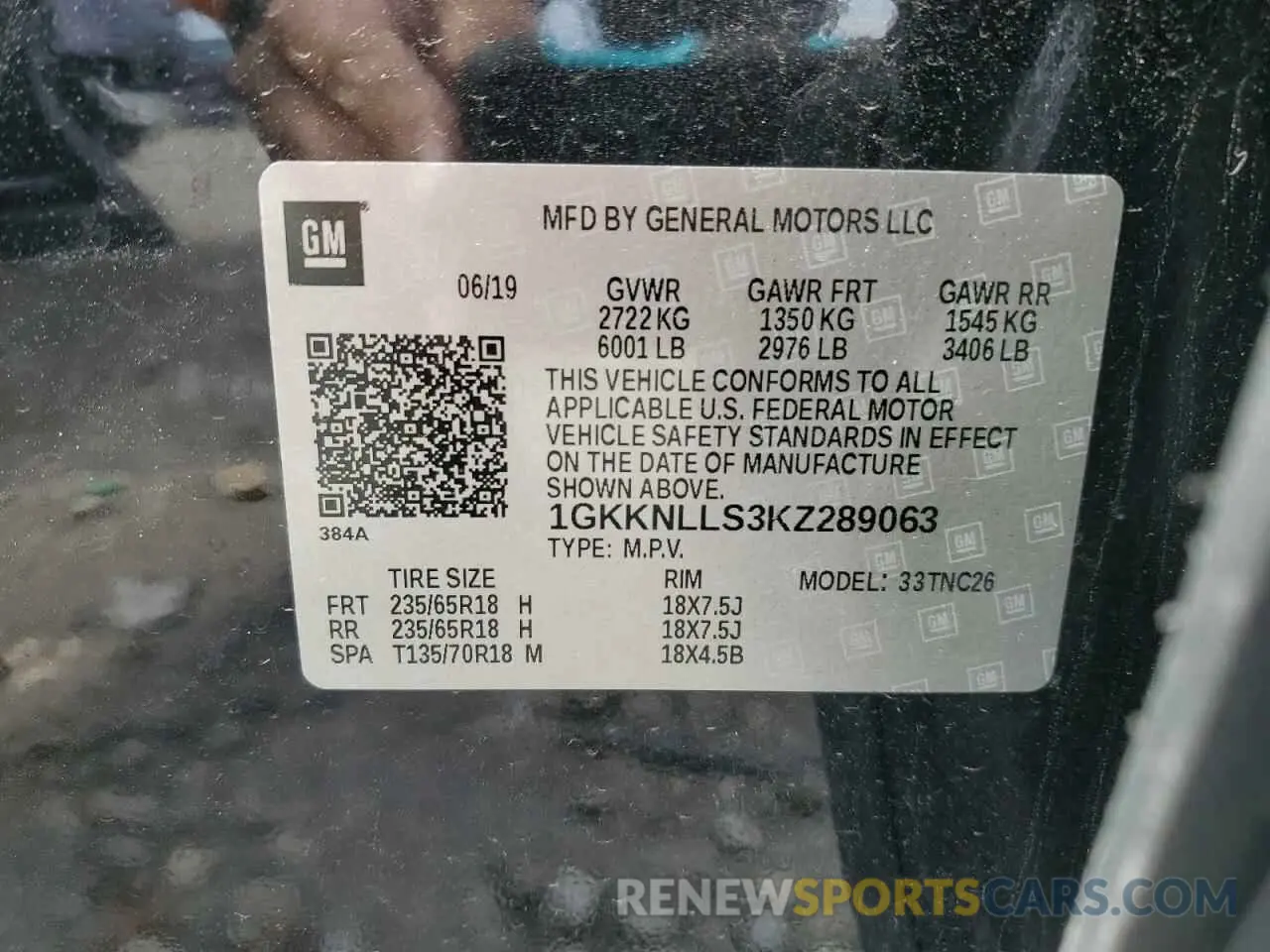 13 Photograph of a damaged car 1GKKNLLS3KZ289063 GMC ACADIA 2019