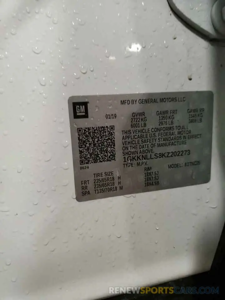 14 Photograph of a damaged car 1GKKNLLS8KZ202273 GMC ACADIA 2019
