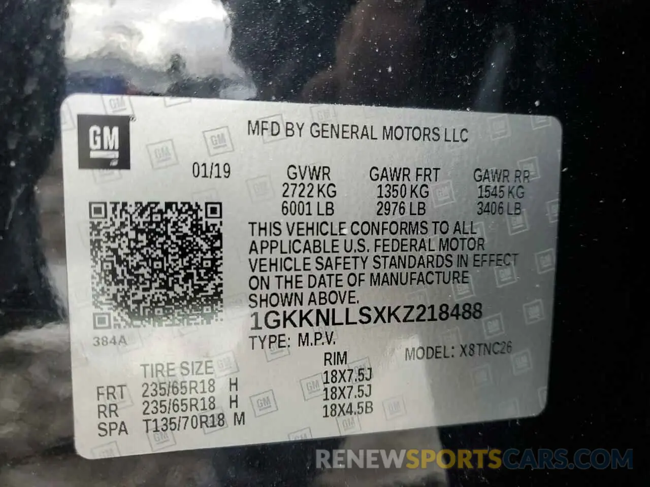 12 Photograph of a damaged car 1GKKNLLSXKZ218488 GMC ACADIA 2019