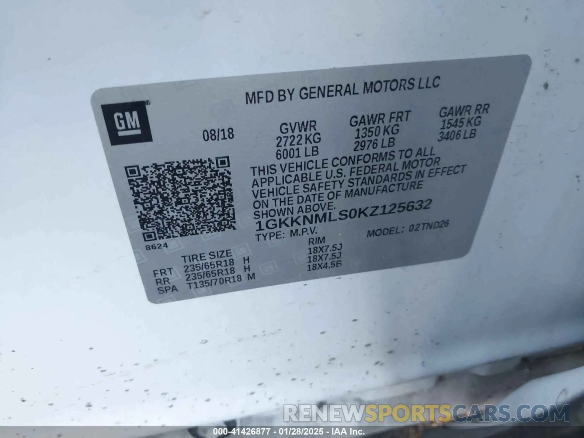 9 Photograph of a damaged car 1GKKNMLS0KZ125632 GMC ACADIA 2019