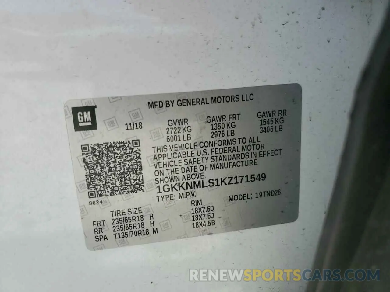 14 Photograph of a damaged car 1GKKNMLS1KZ171549 GMC ACADIA 2019