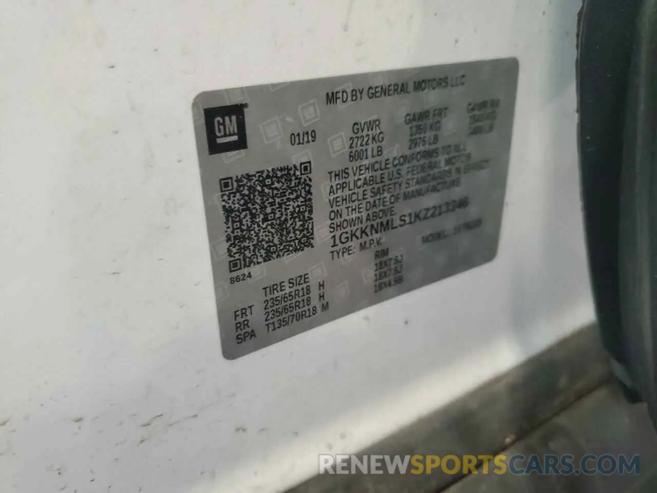 13 Photograph of a damaged car 1GKKNMLS1KZ213346 GMC ACADIA 2019