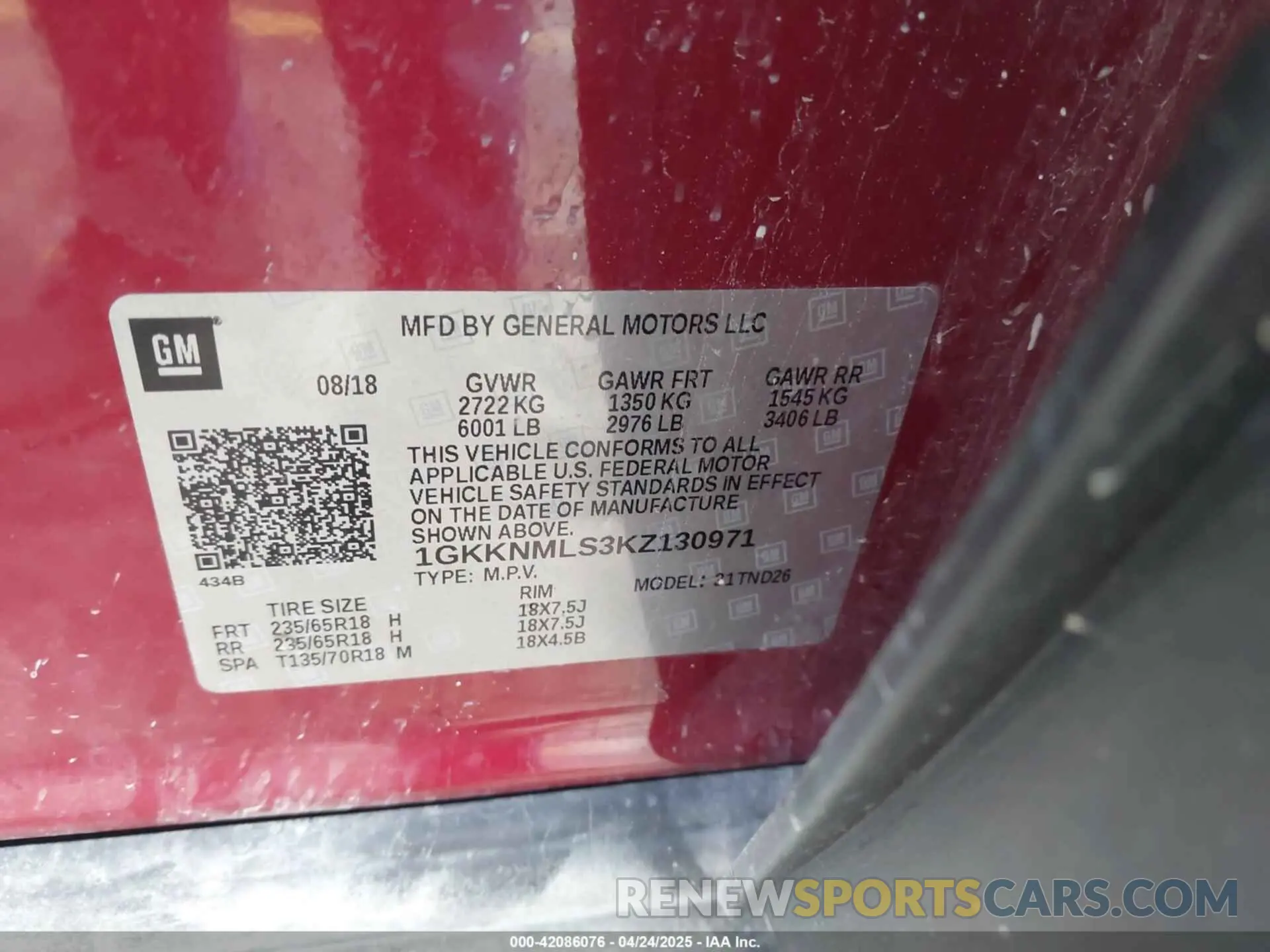 9 Photograph of a damaged car 1GKKNMLS3KZ130971 GMC ACADIA 2019