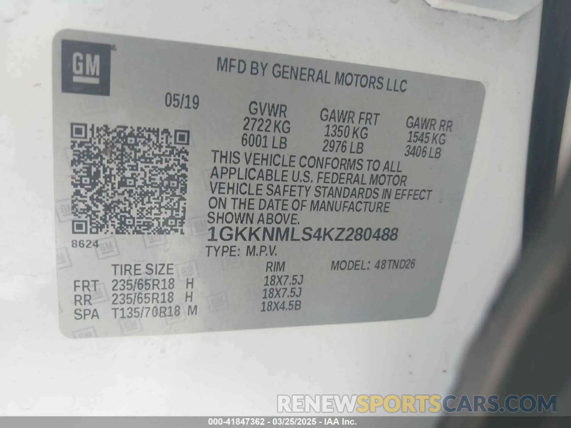 9 Photograph of a damaged car 1GKKNMLS4KZ280488 GMC ACADIA 2019