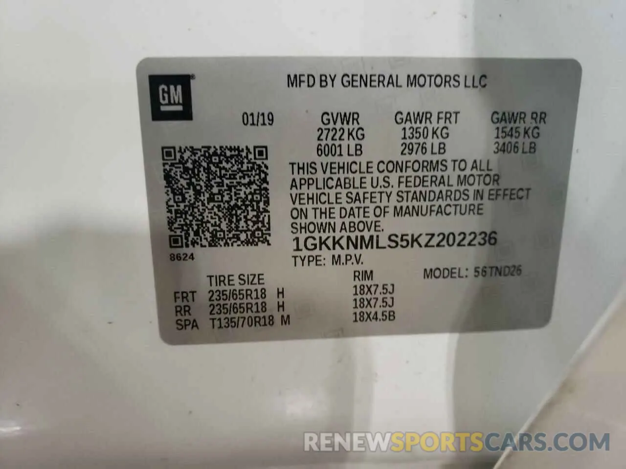 13 Photograph of a damaged car 1GKKNMLS5KZ202236 GMC ACADIA 2019