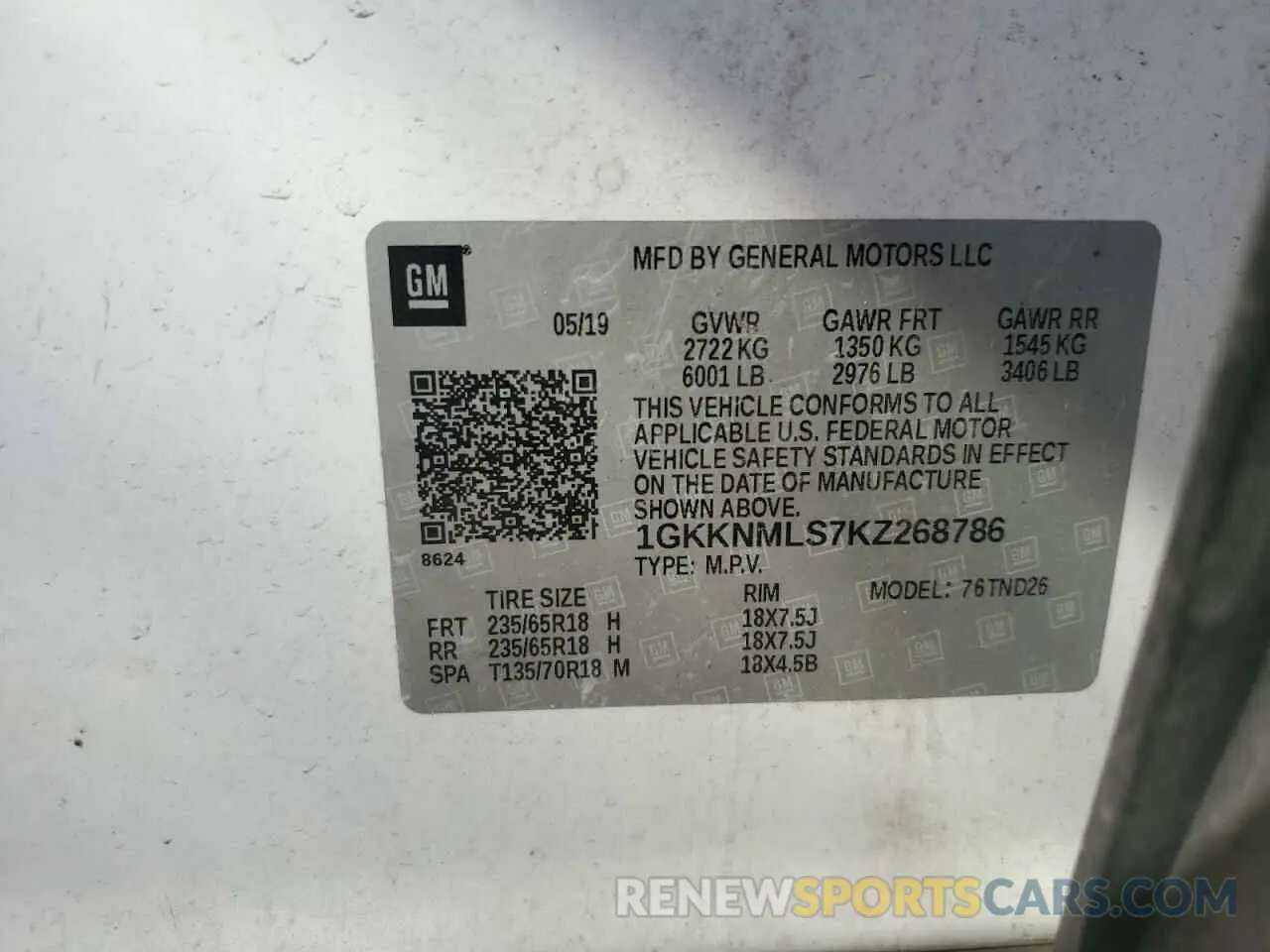 14 Photograph of a damaged car 1GKKNMLS7KZ268786 GMC ACADIA 2019