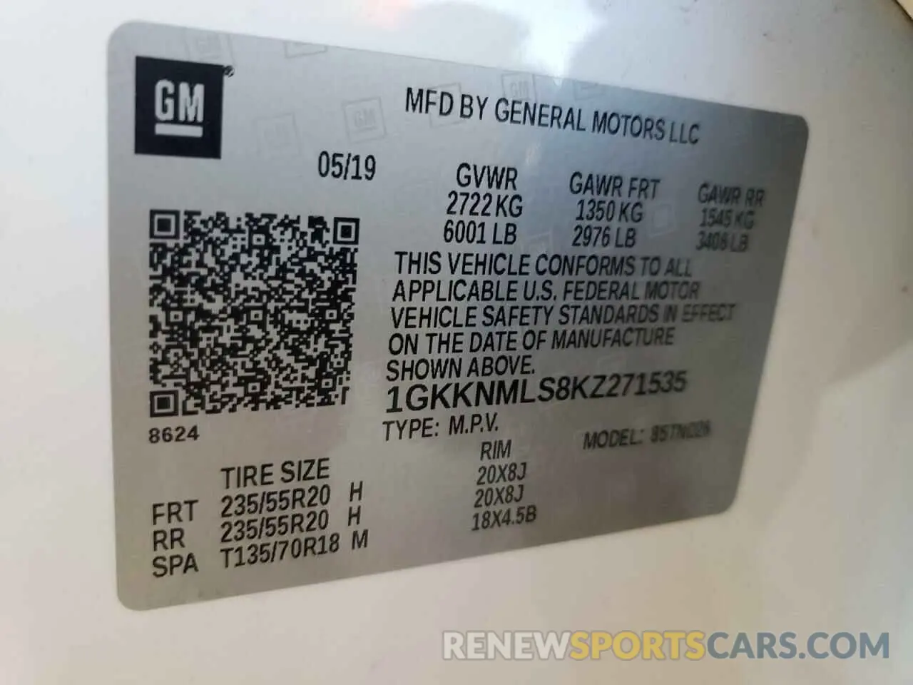 15 Photograph of a damaged car 1GKKNMLS8KZ271535 GMC ACADIA 2019