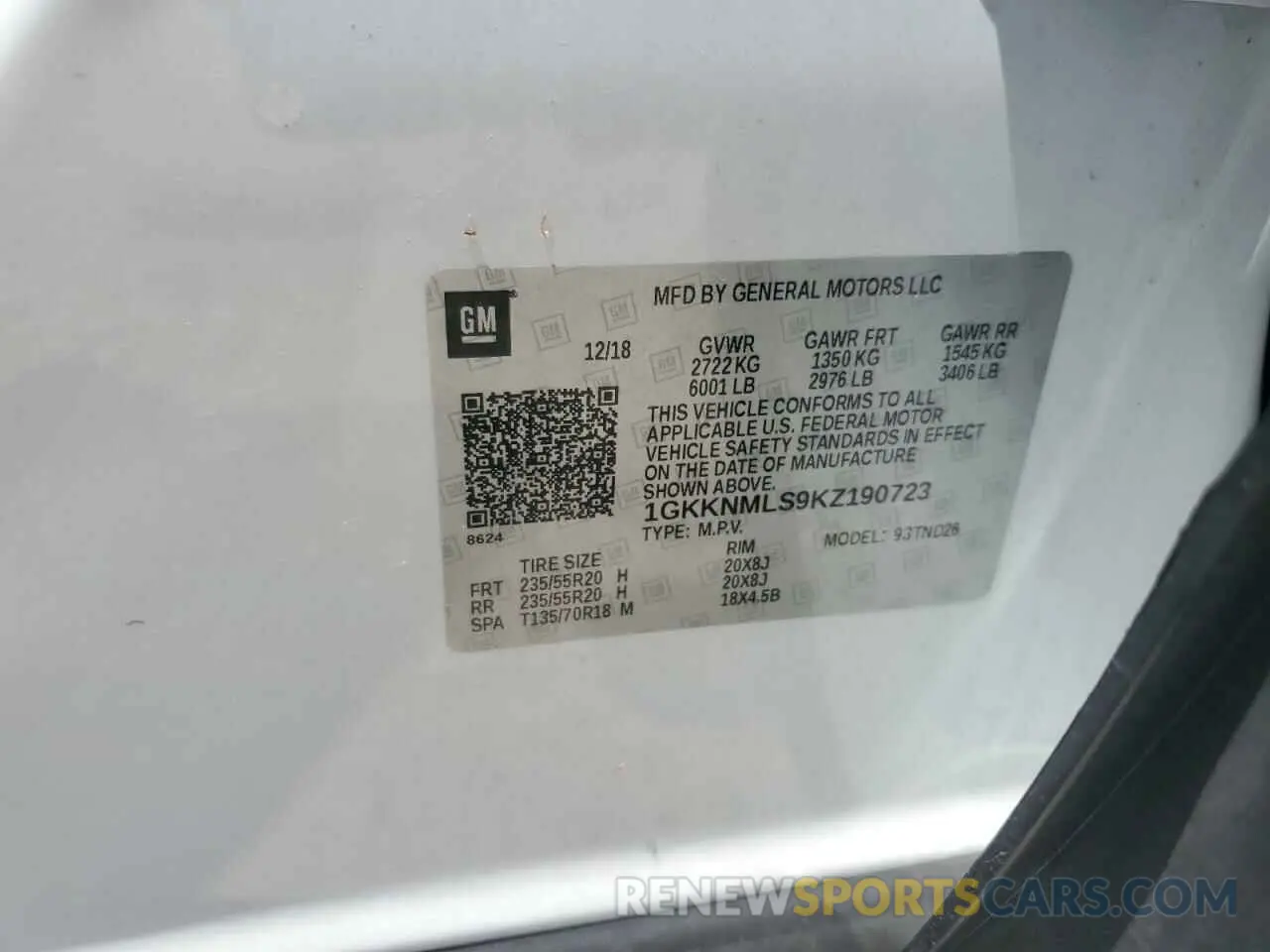 13 Photograph of a damaged car 1GKKNMLS9KZ190723 GMC ACADIA 2019