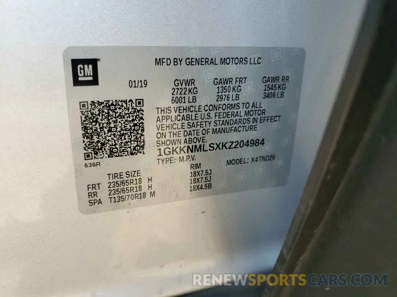 14 Photograph of a damaged car 1GKKNMLSXKZ204984 GMC ACADIA 2019