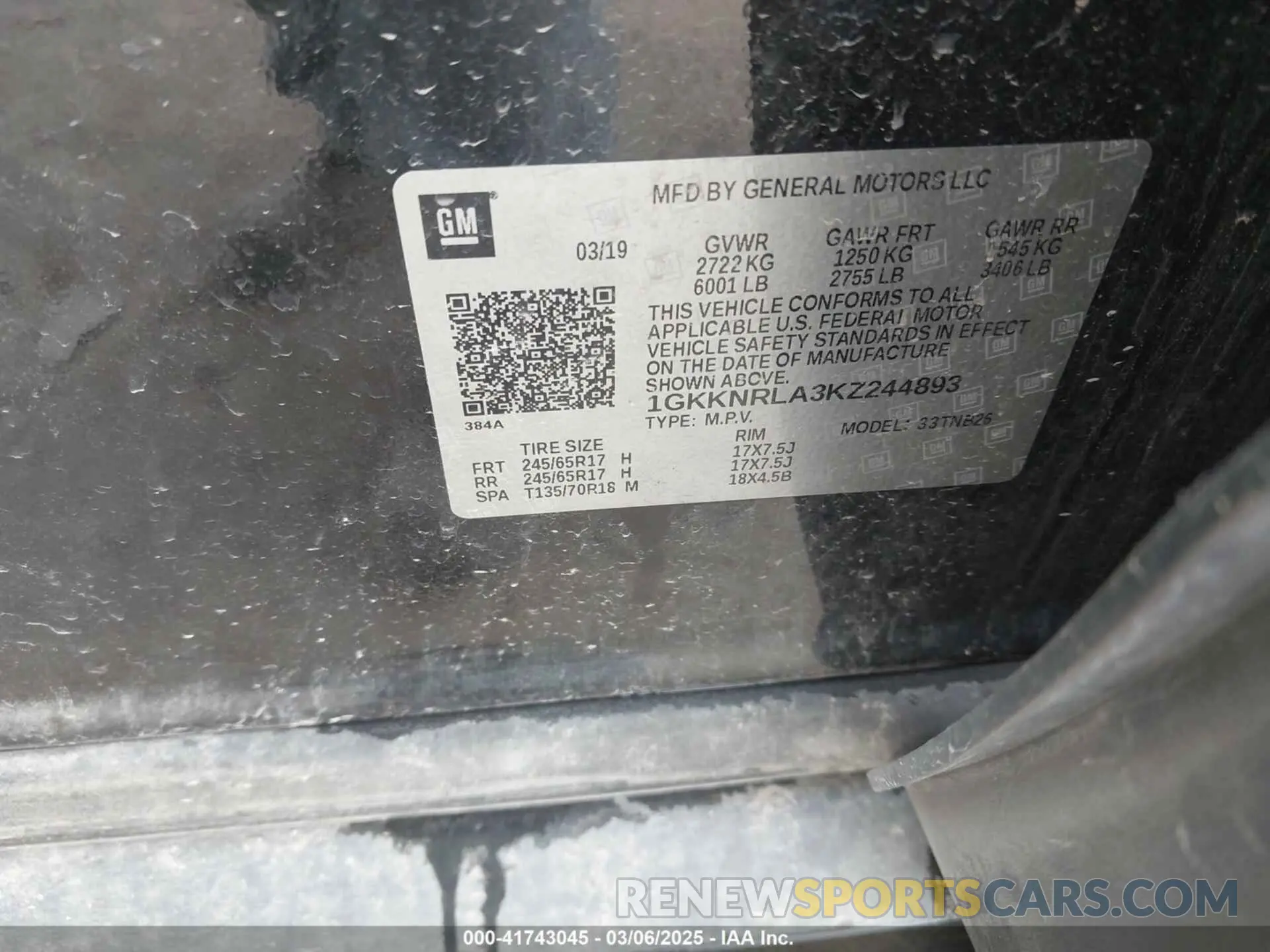 9 Photograph of a damaged car 1GKKNRLA3KZ244893 GMC ACADIA 2019