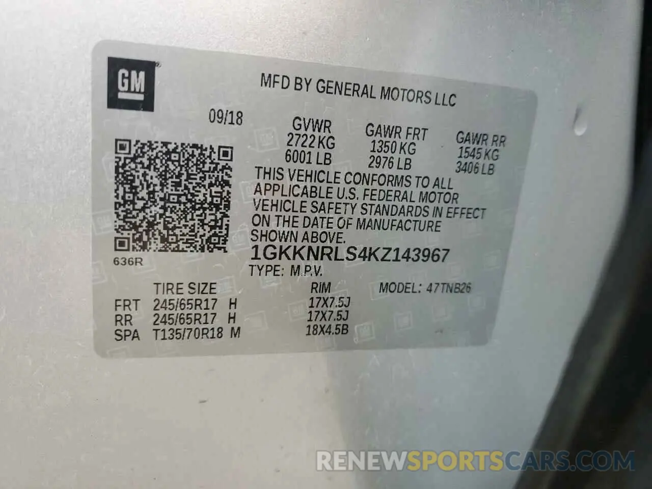 16 Photograph of a damaged car 1GKKNRLS4KZ143967 GMC ACADIA 2019
