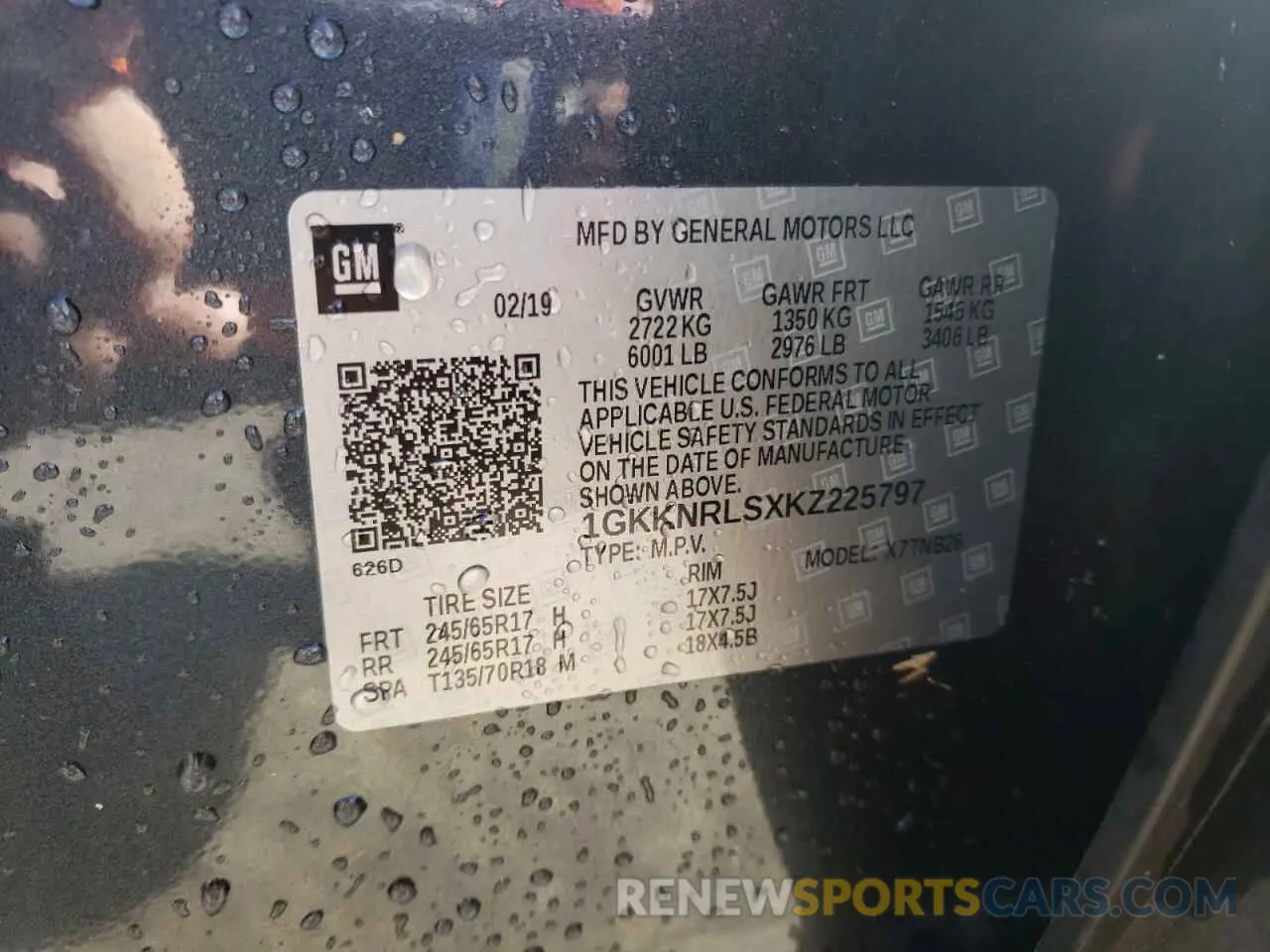 13 Photograph of a damaged car 1GKKNRLSXKZ225797 GMC ACADIA 2019