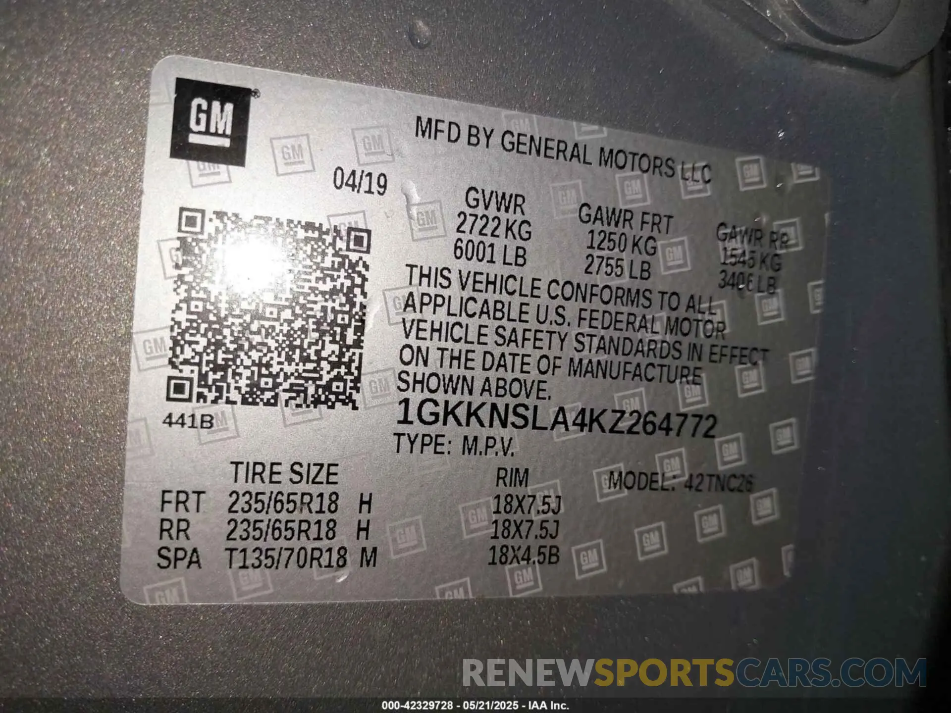 9 Photograph of a damaged car 1GKKNSLA4KZ264772 GMC ACADIA 2019