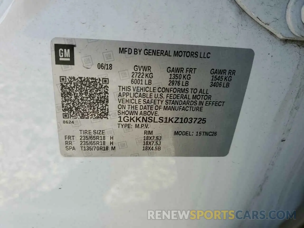 14 Photograph of a damaged car 1GKKNSLS1KZ103725 GMC ACADIA 2019