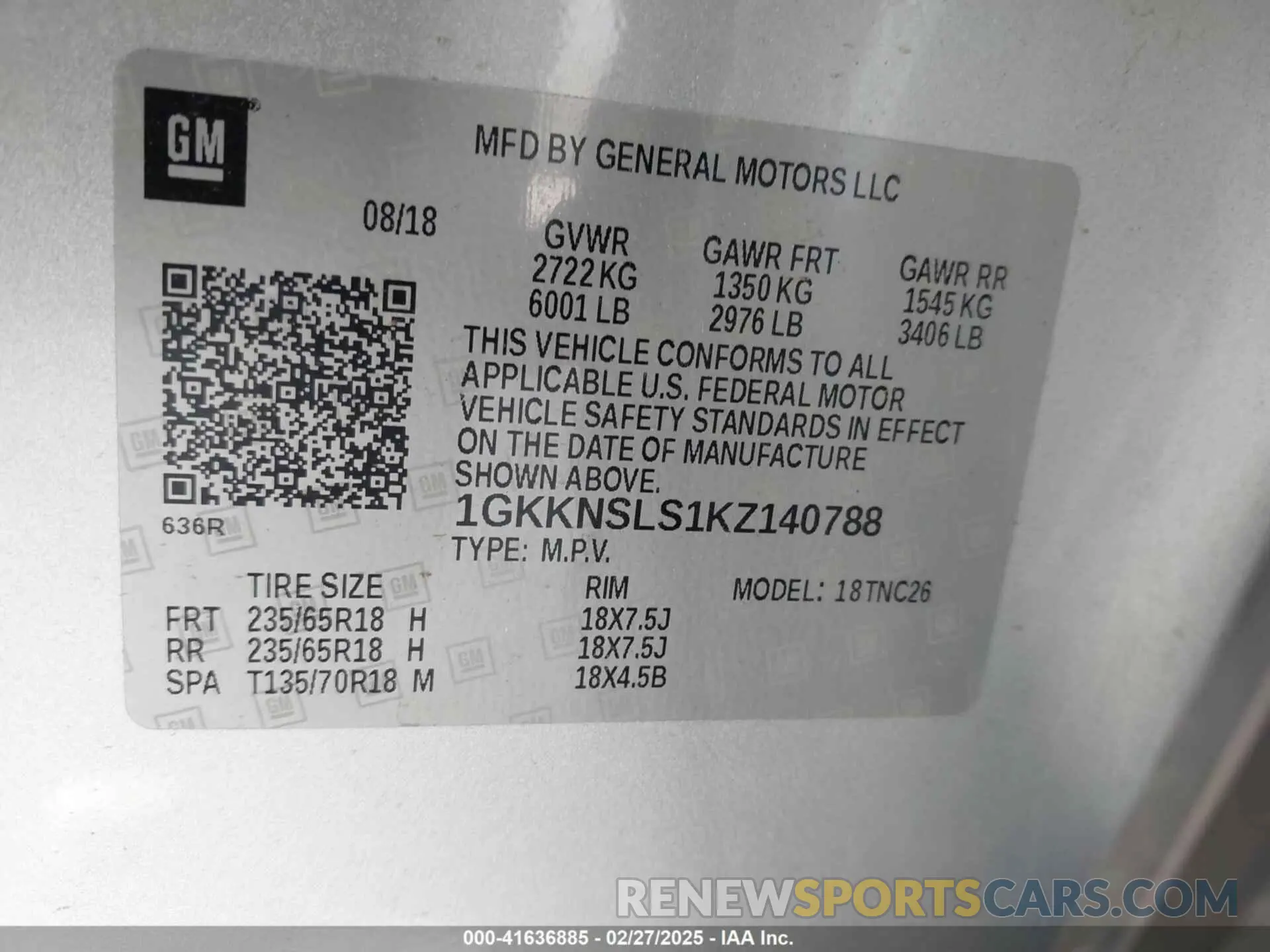 9 Photograph of a damaged car 1GKKNSLS1KZ140788 GMC ACADIA 2019