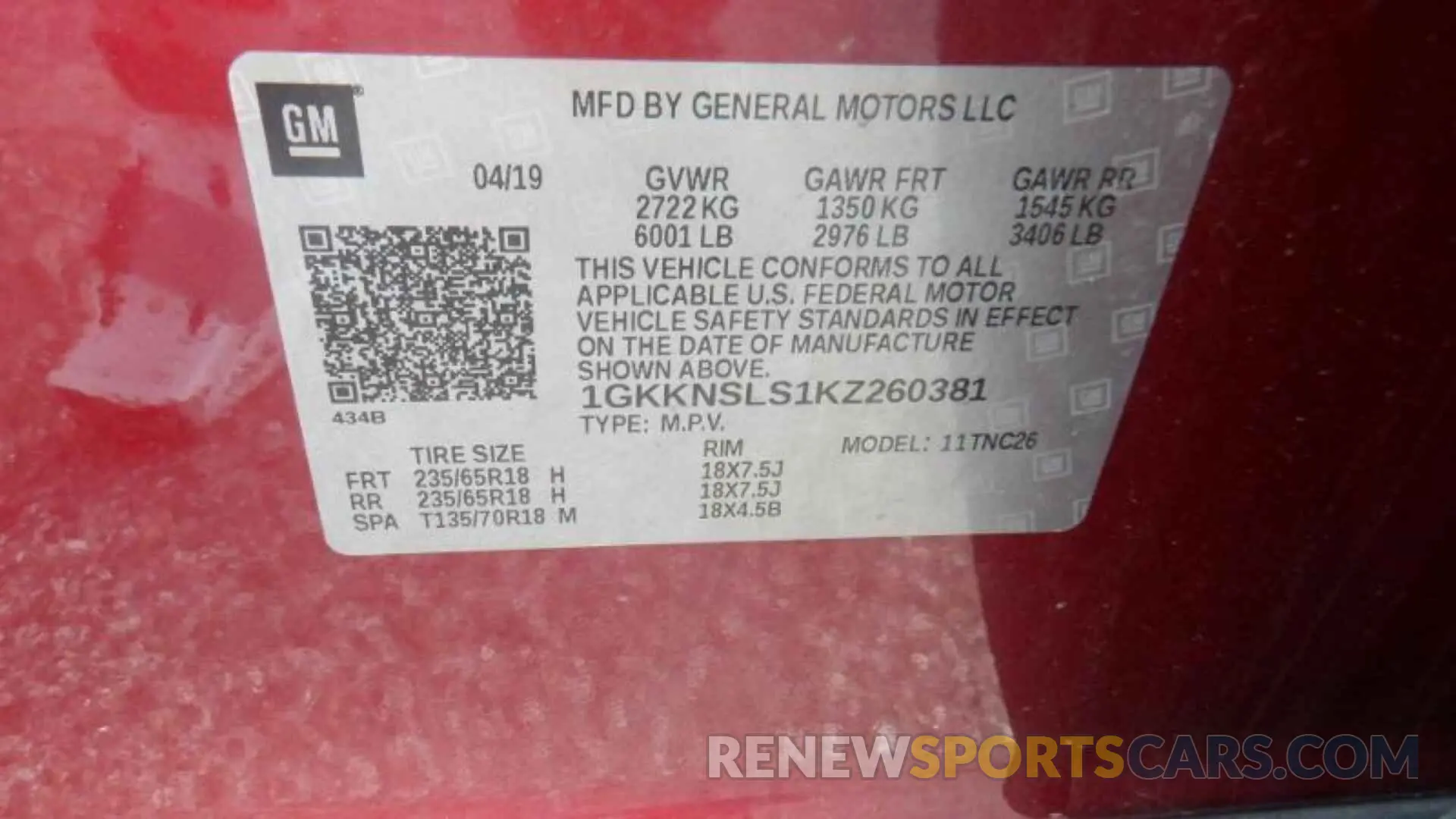 10 Photograph of a damaged car 1GKKNSLS1KZ260381 GMC ACADIA 2019
