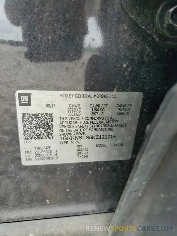 13 Photograph of a damaged car 1GKKNSLS6KZ131715 GMC ACADIA 2019