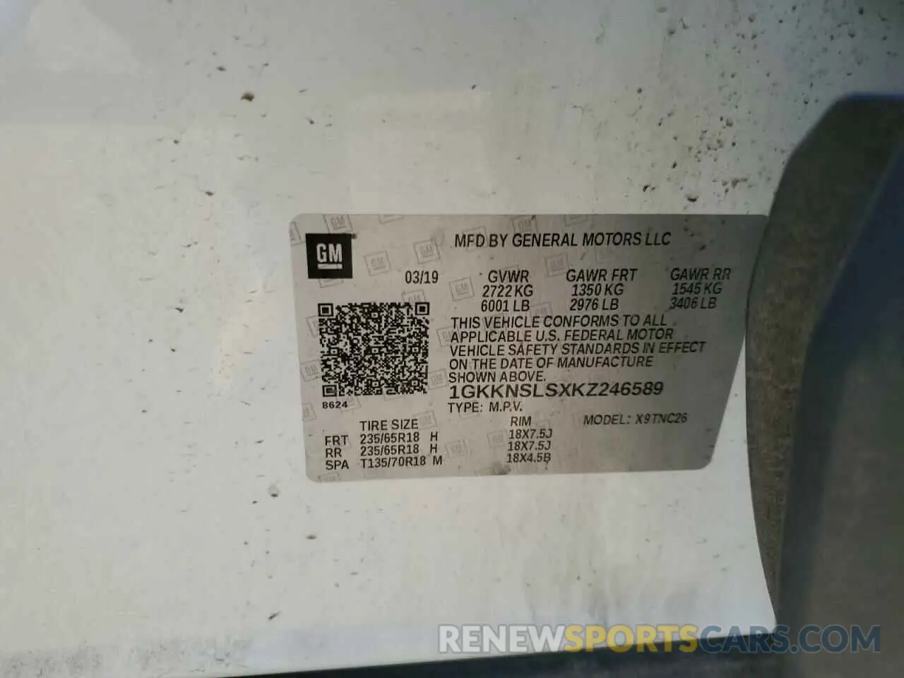 15 Photograph of a damaged car 1GKKNSLSXKZ246589 GMC ACADIA 2019