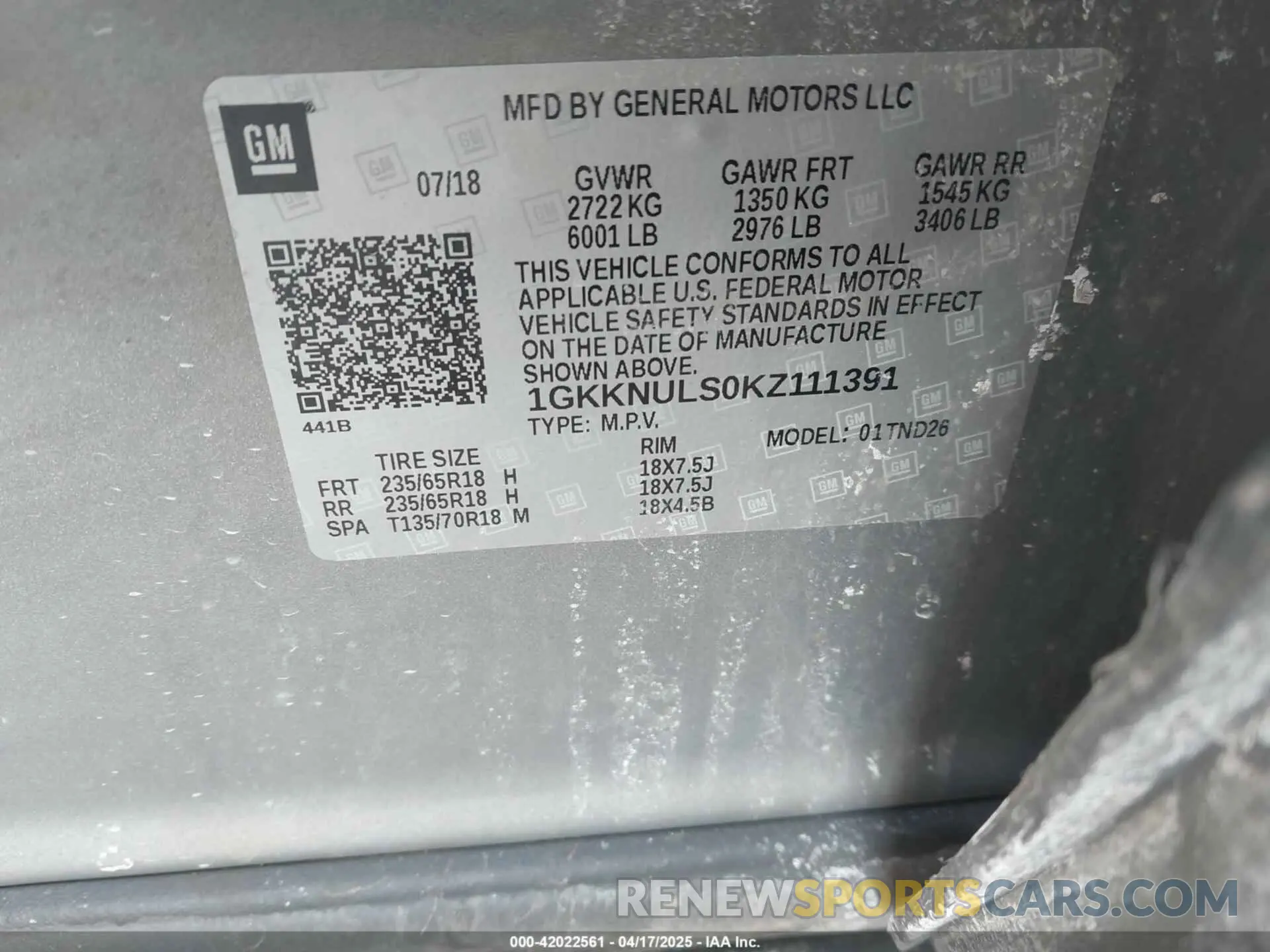 9 Photograph of a damaged car 1GKKNULS0KZ111391 GMC ACADIA 2019