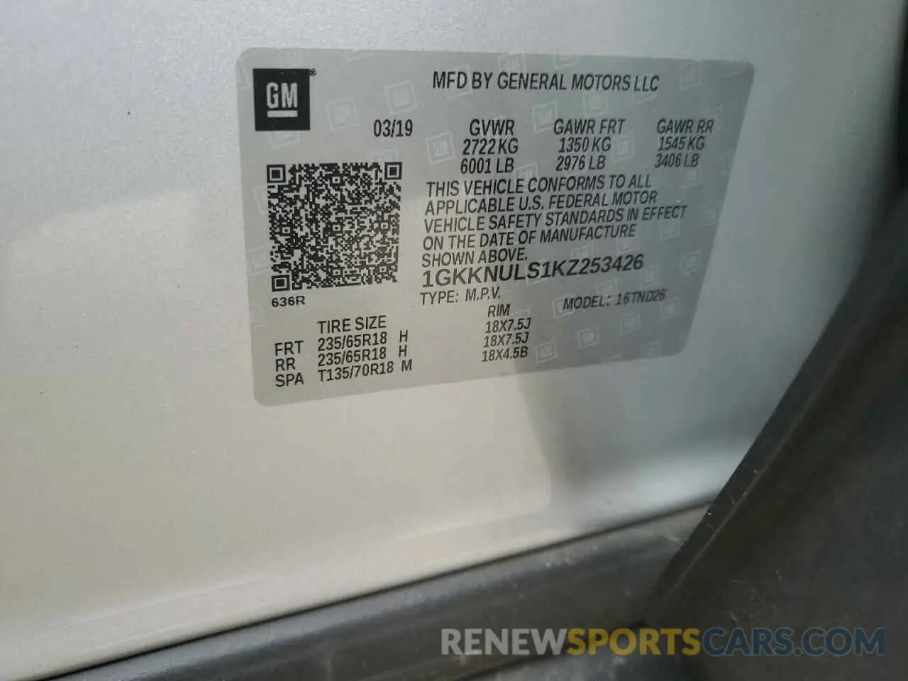 13 Photograph of a damaged car 1GKKNULS1KZ253426 GMC ACADIA 2019