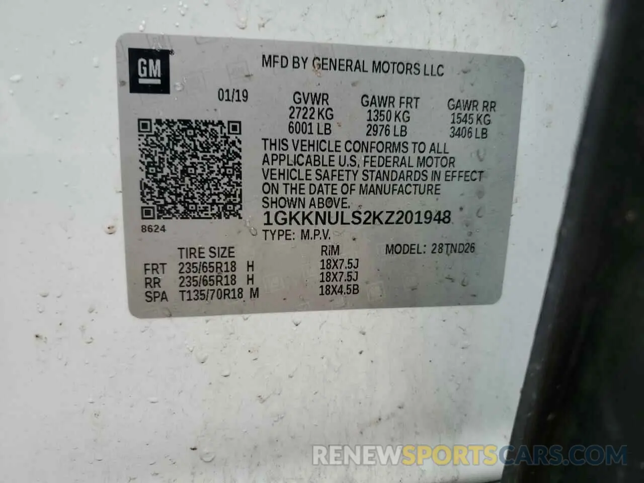13 Photograph of a damaged car 1GKKNULS2KZ201948 GMC ACADIA 2019