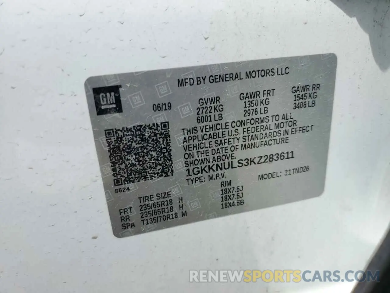 13 Photograph of a damaged car 1GKKNULS3KZ283611 GMC ACADIA 2019