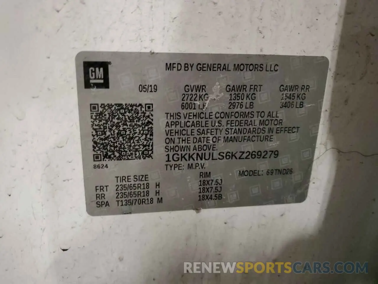 14 Photograph of a damaged car 1GKKNULS6KZ269279 GMC ACADIA 2019