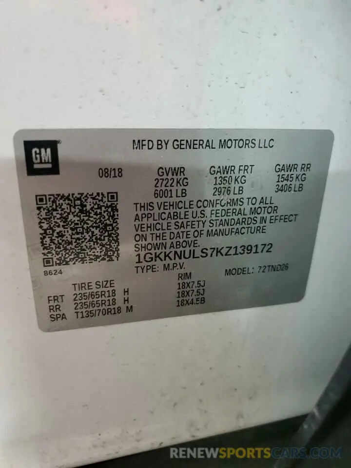 13 Photograph of a damaged car 1GKKNULS7KZ139172 GMC ACADIA 2019