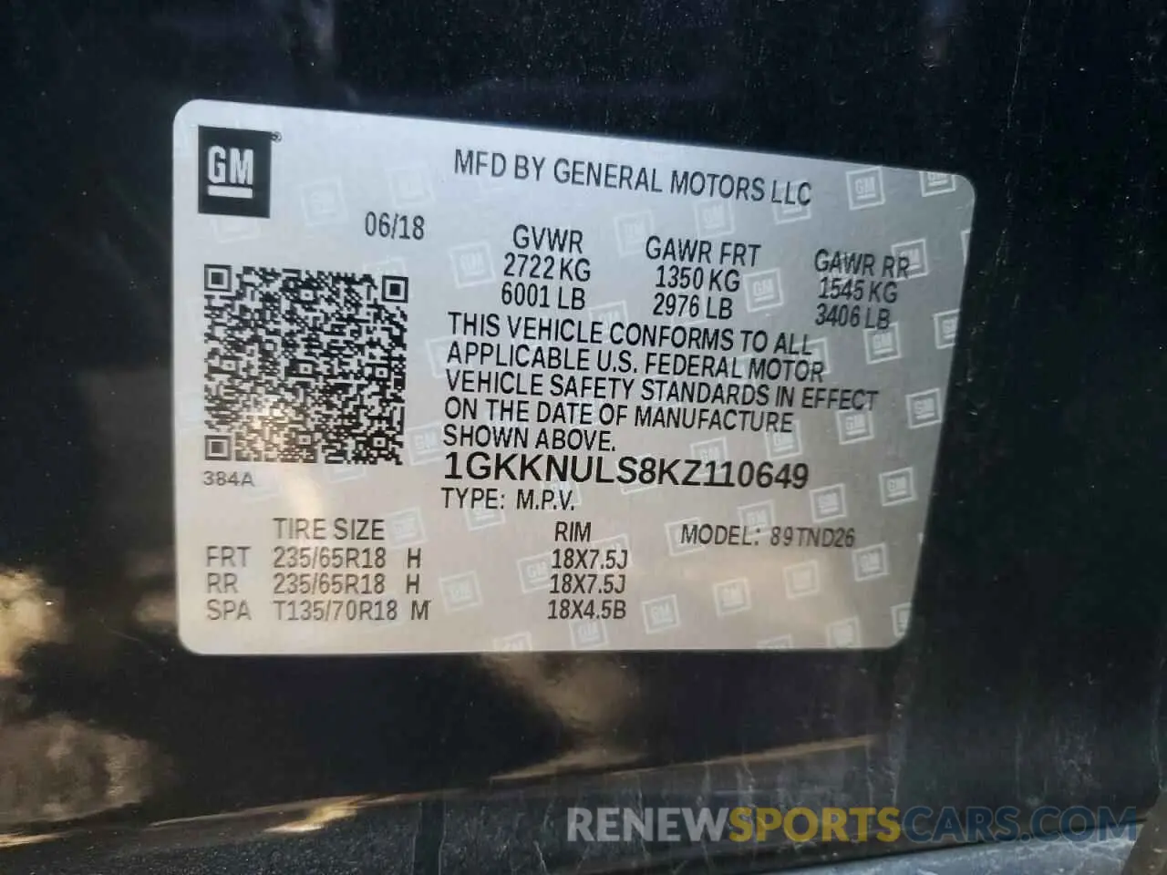 13 Photograph of a damaged car 1GKKNULS8KZ110649 GMC ACADIA 2019