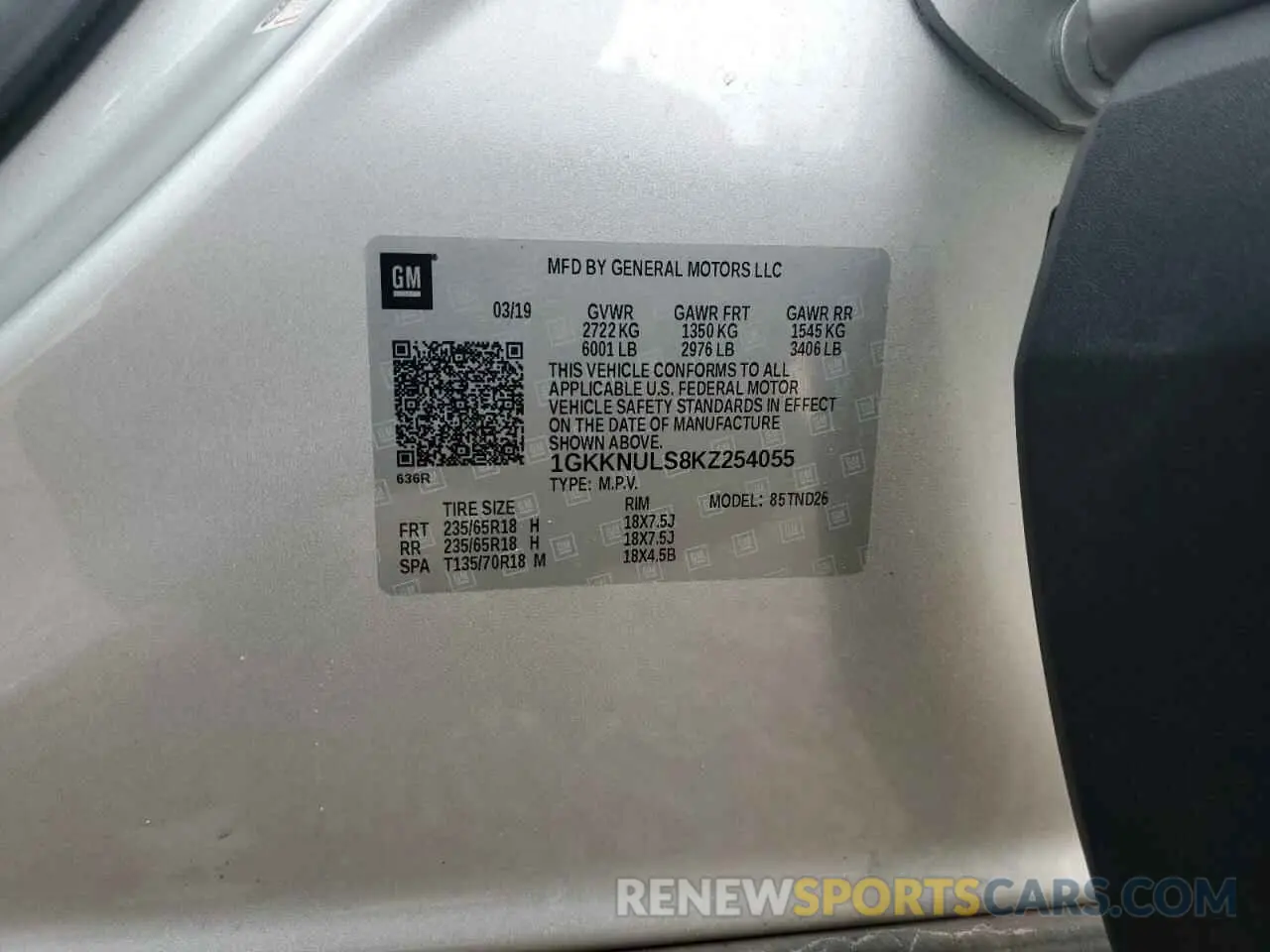 13 Photograph of a damaged car 1GKKNULS8KZ254055 GMC ACADIA 2019