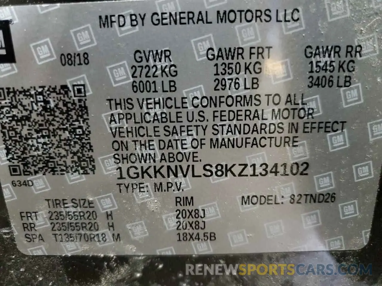 15 Photograph of a damaged car 1GKKNVLS8KZ134102 GMC ACADIA 2019