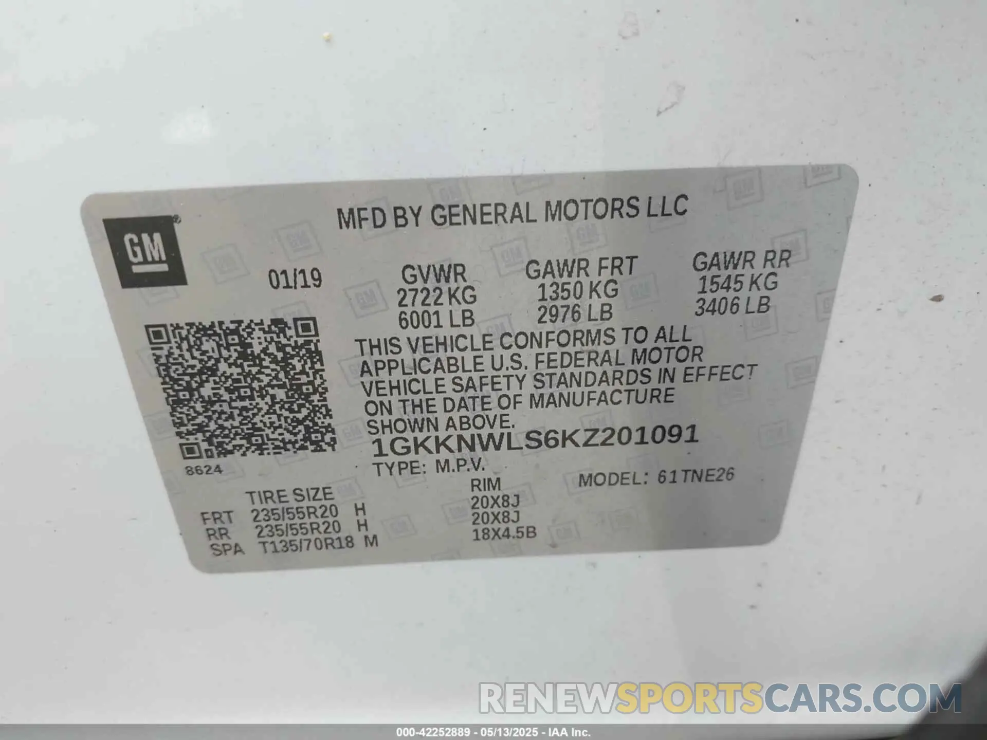 9 Photograph of a damaged car 1GKKNWLS6KZ201091 GMC ACADIA 2019