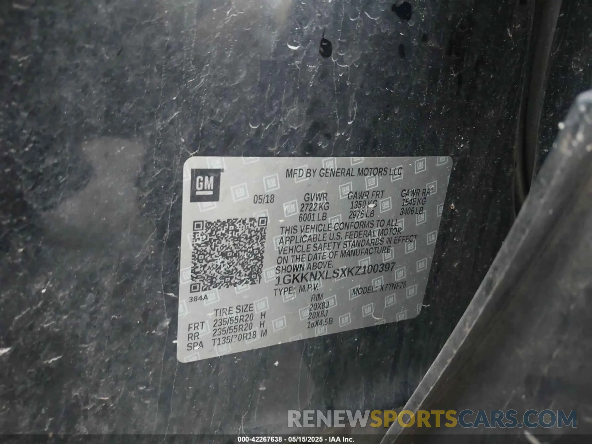 9 Photograph of a damaged car 1GKKNXLSXKZ100397 GMC ACADIA 2019